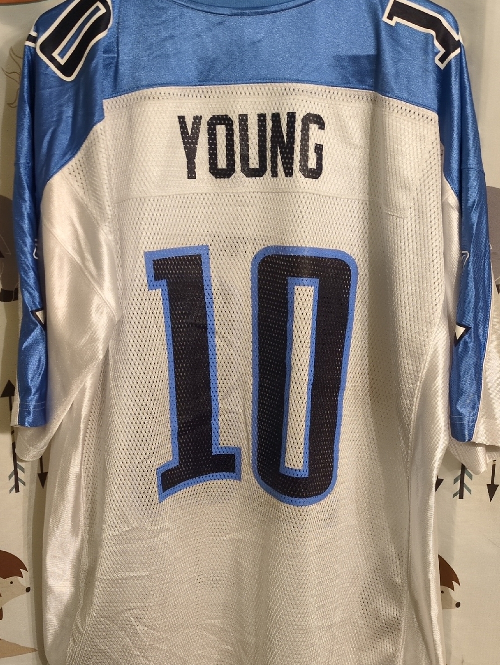 White and Light Blue "Young 10" Men’s Football Jersey